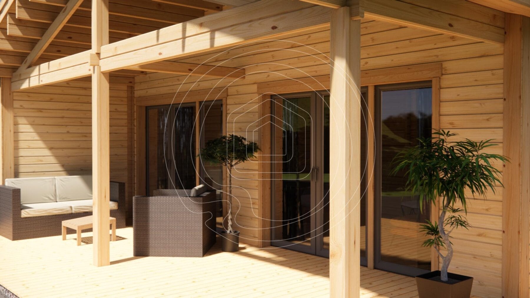 Residential log cabin with front veranda Ireland