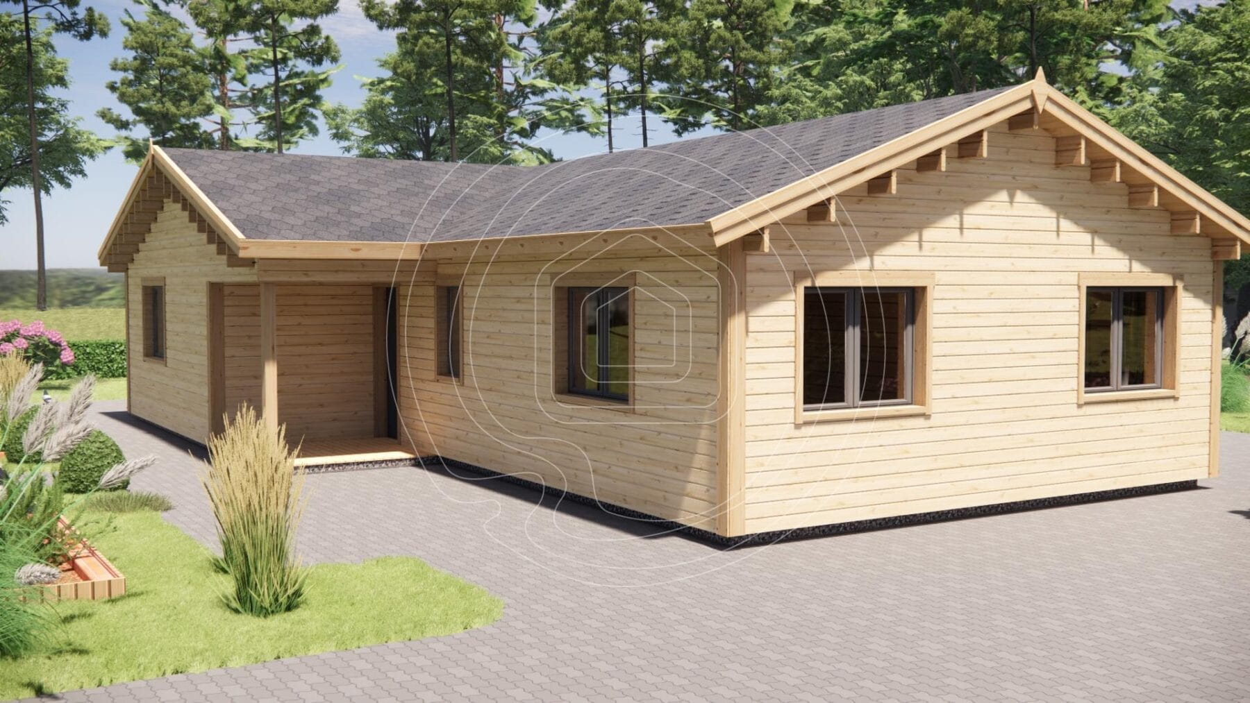 Rear exterior of residential timber house IR-001CL