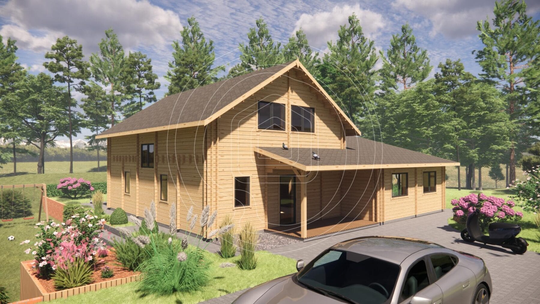 Large family log home with 10-year anti-rot guarantee