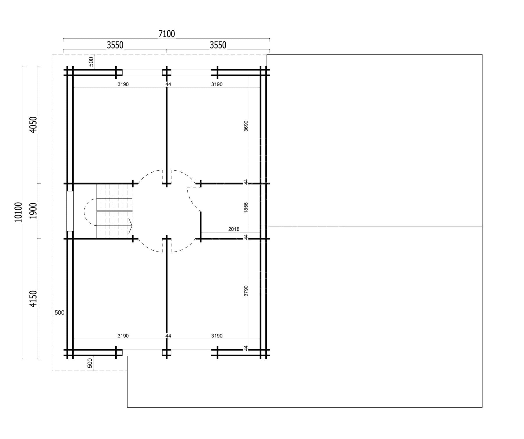 First floor plan of 180m² residential timber home Ireland