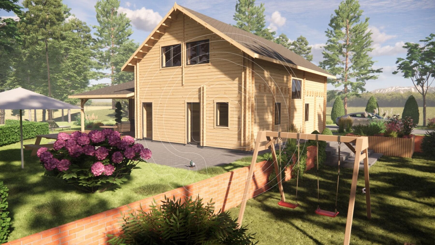 Durable 66mm or 44mm interlocking logs for two-storey homes