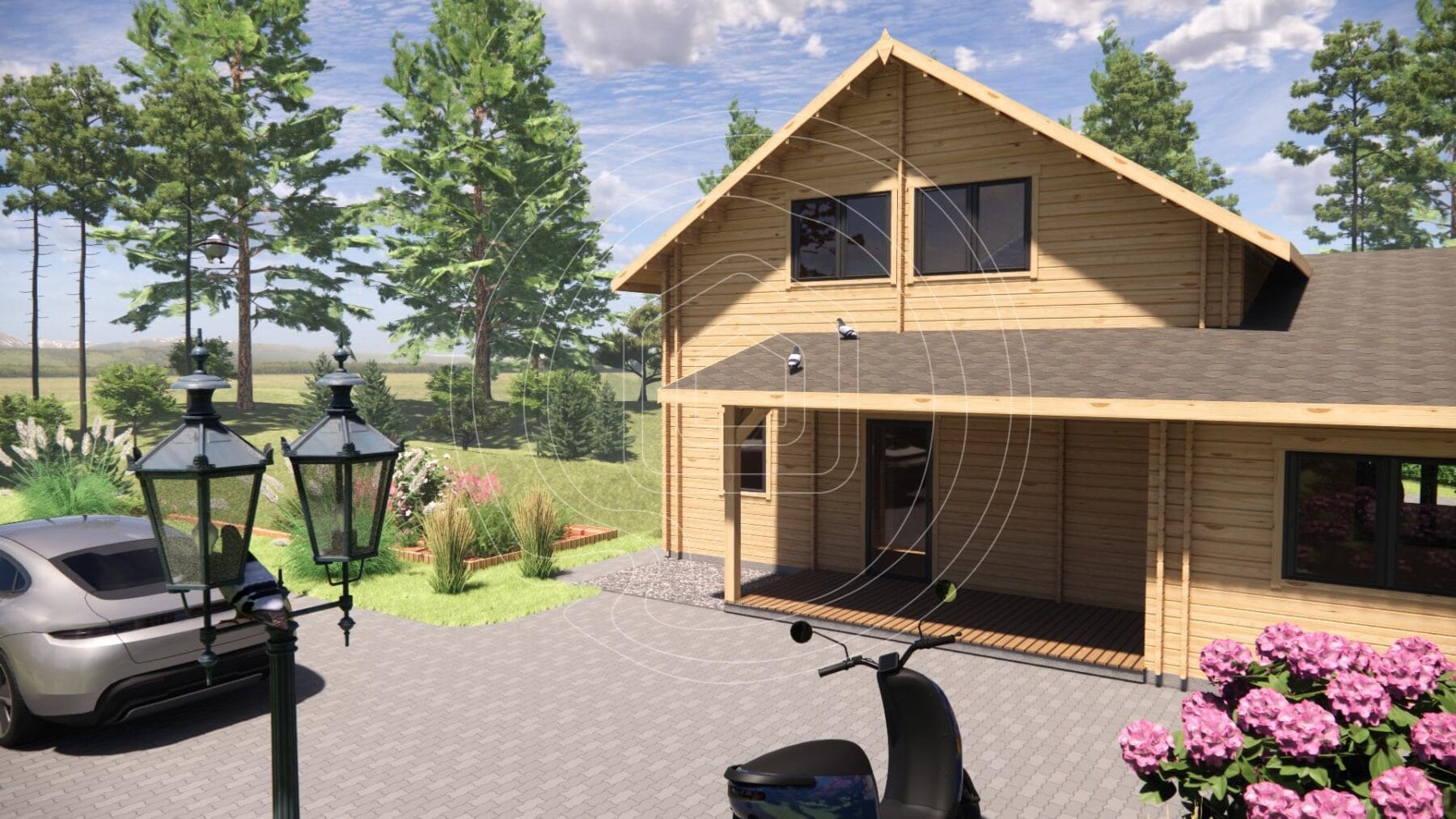 Ground floor plan for large residential log cabin