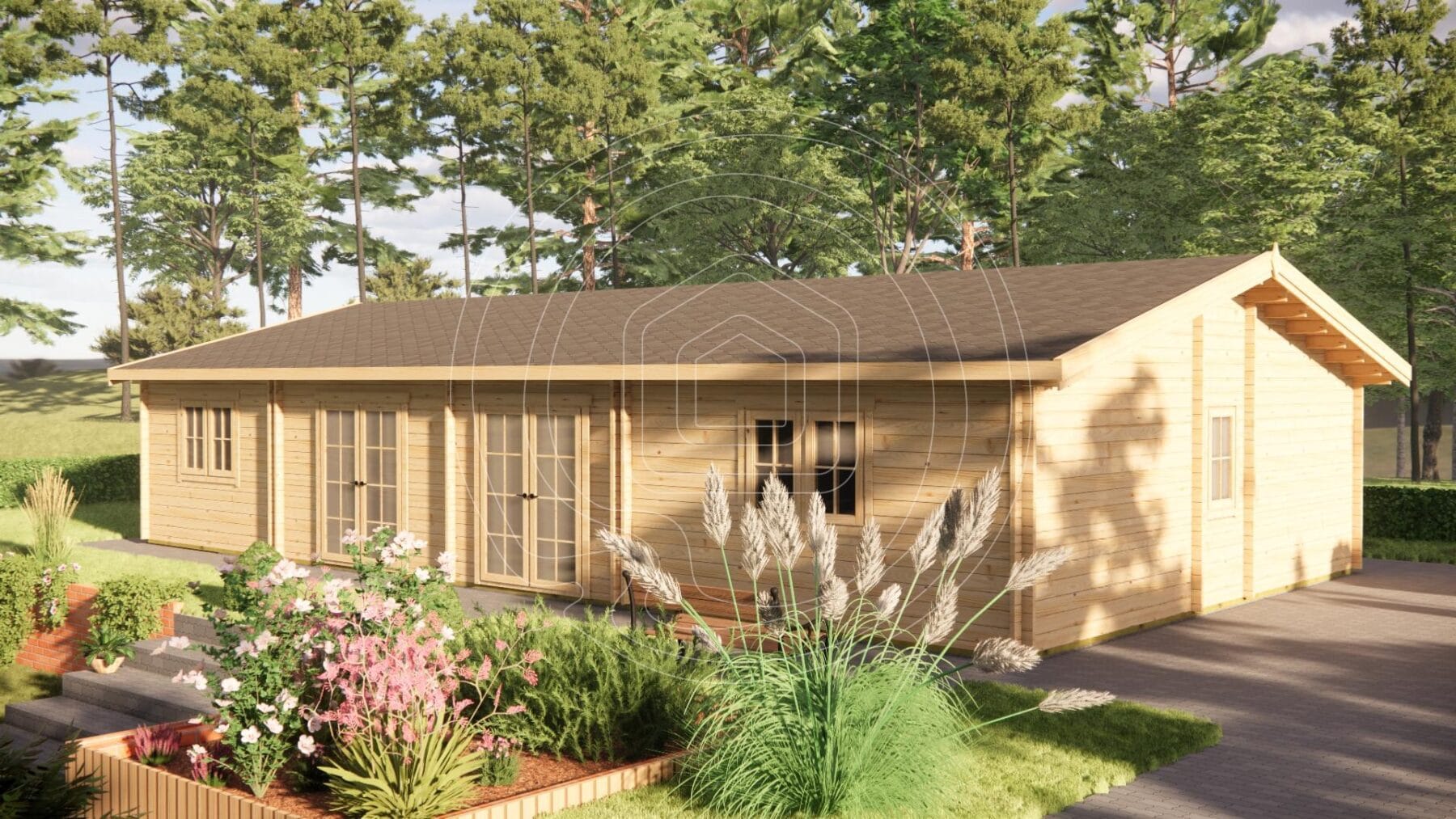 Premium residential log cabin with 10-year anti-rot guarantee