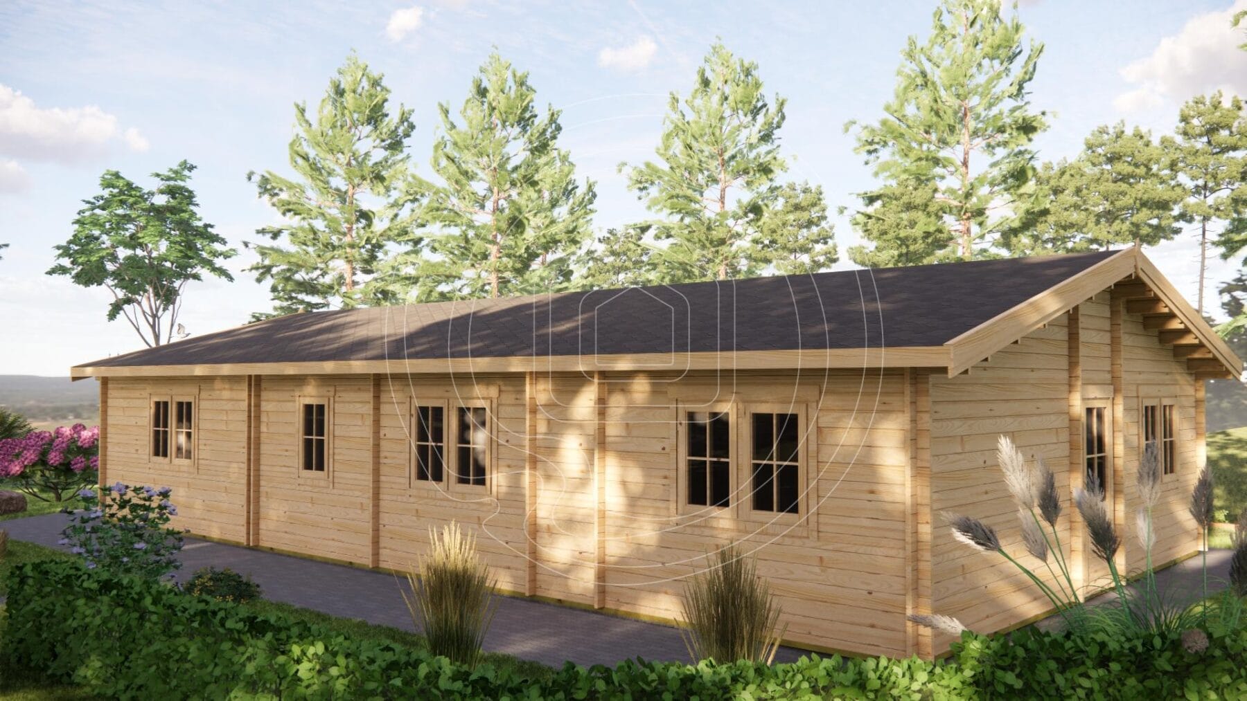 3 bedroom residential log cabin floor plan Ireland