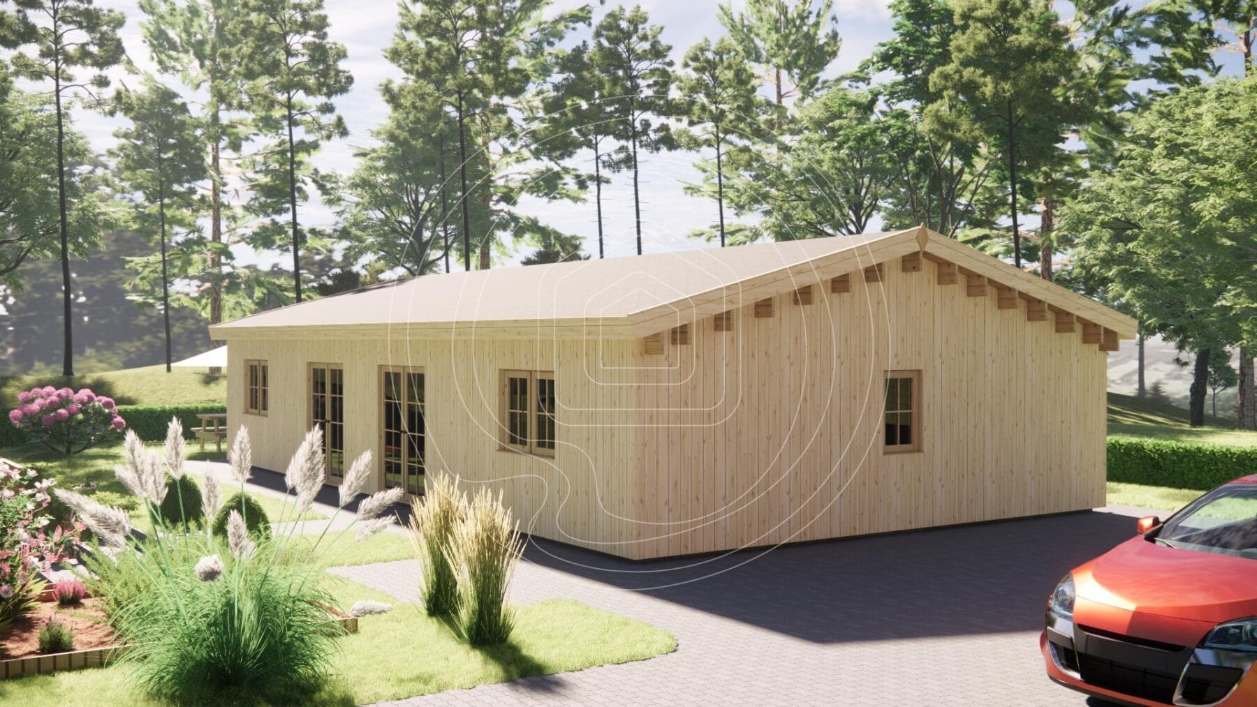 Durable residential timber cabin Ireland with double glazed windows and doors