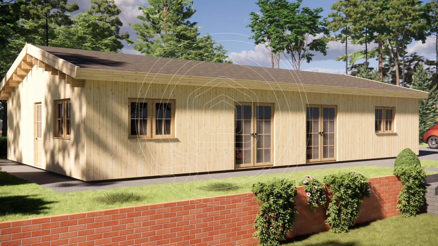 Modern residential log cabin Ireland - High quality 44mm timber