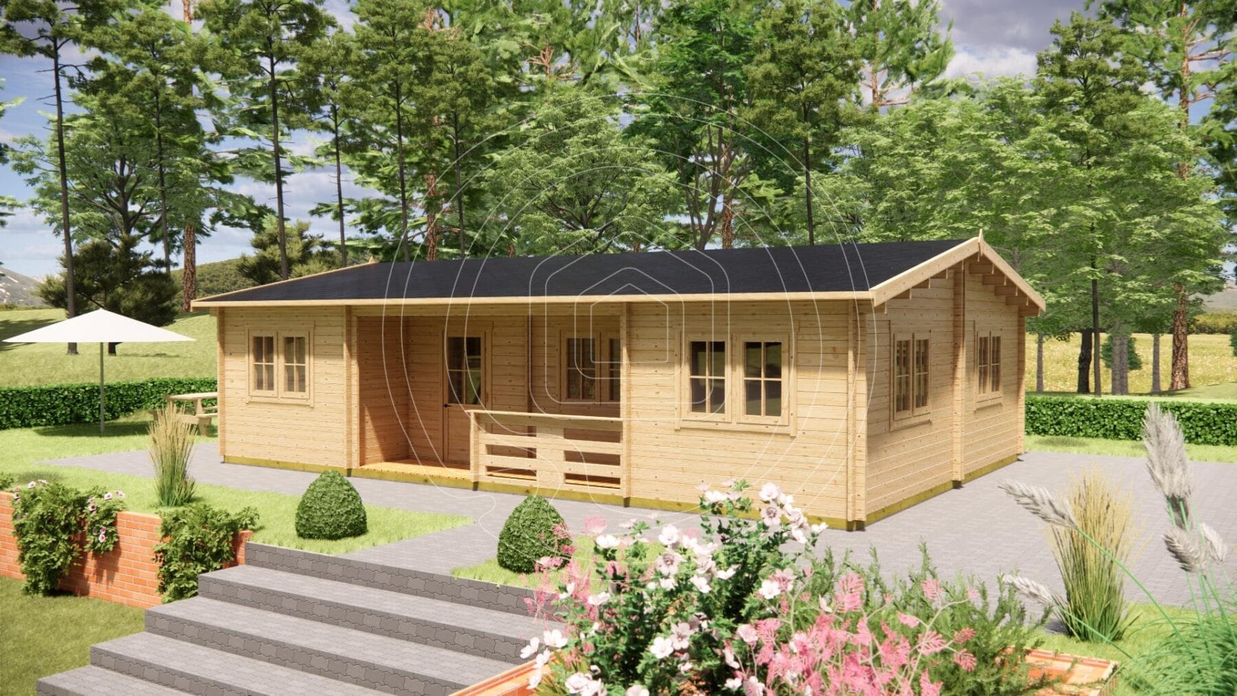Fully Insulated Log Home High quality residential log houses Ireland 70m2 model