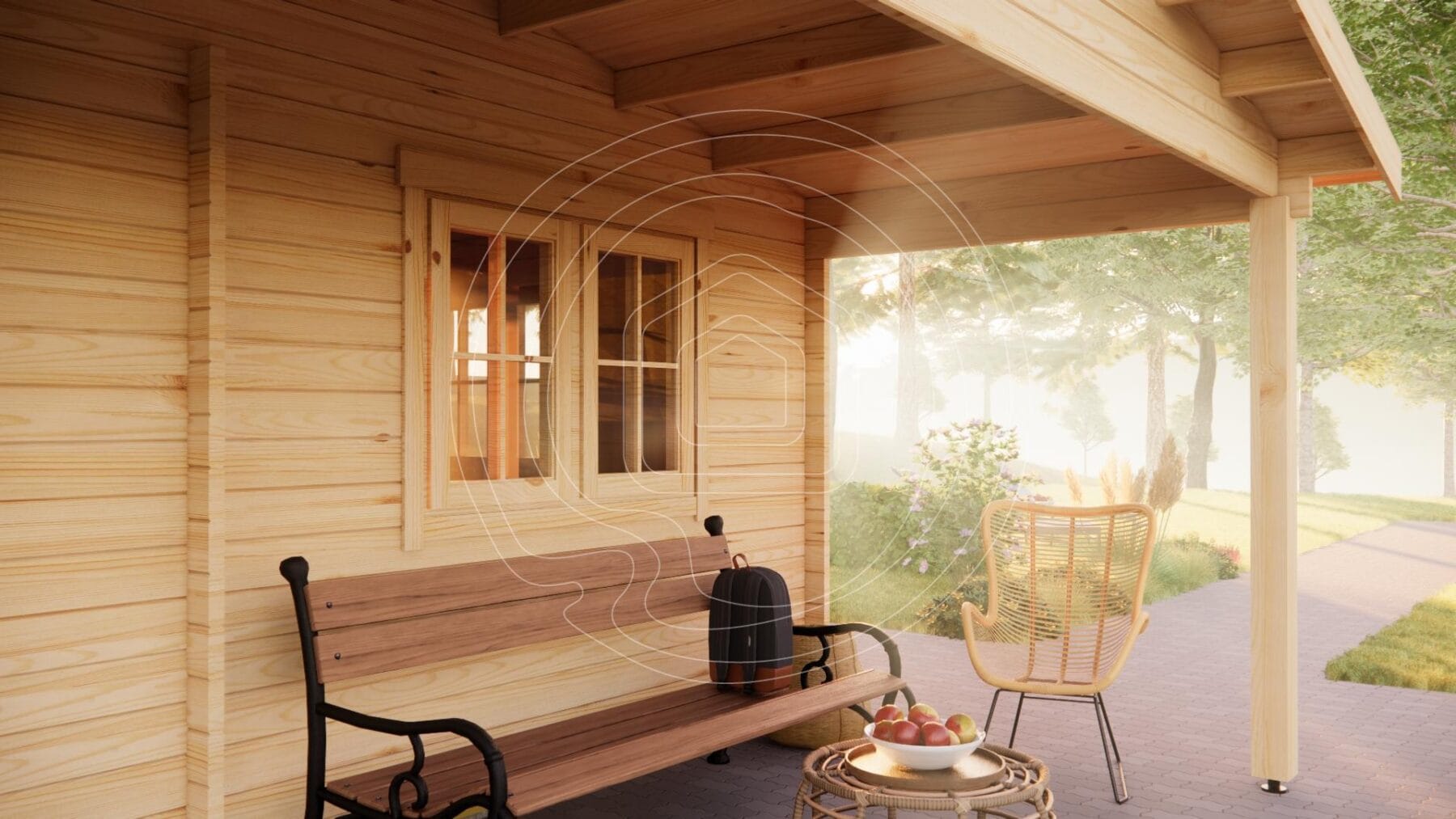Small timber house with integrated veranda - 36m2 model