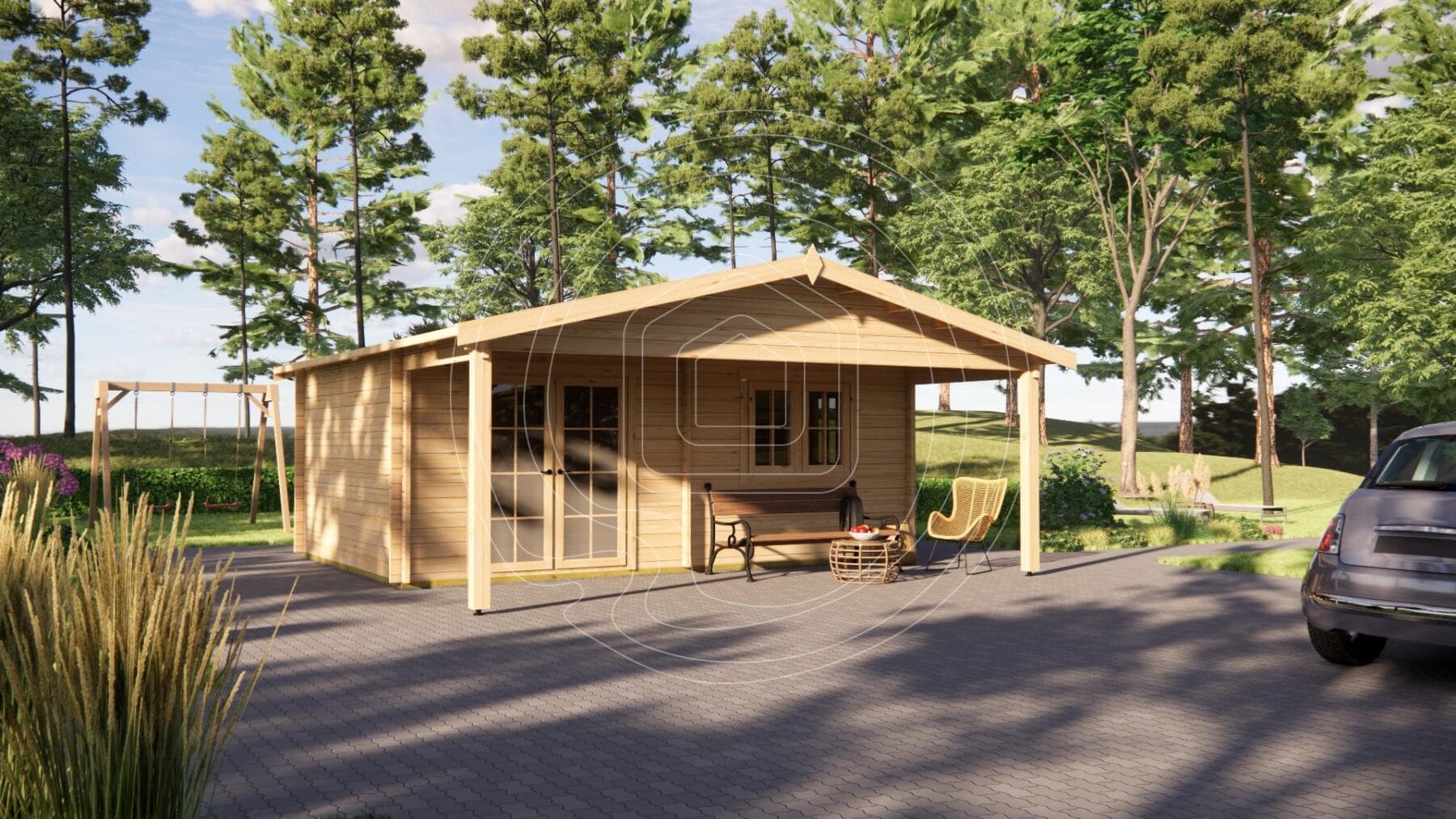 Modern 1 bedroom log house Ireland 36m2 residential model