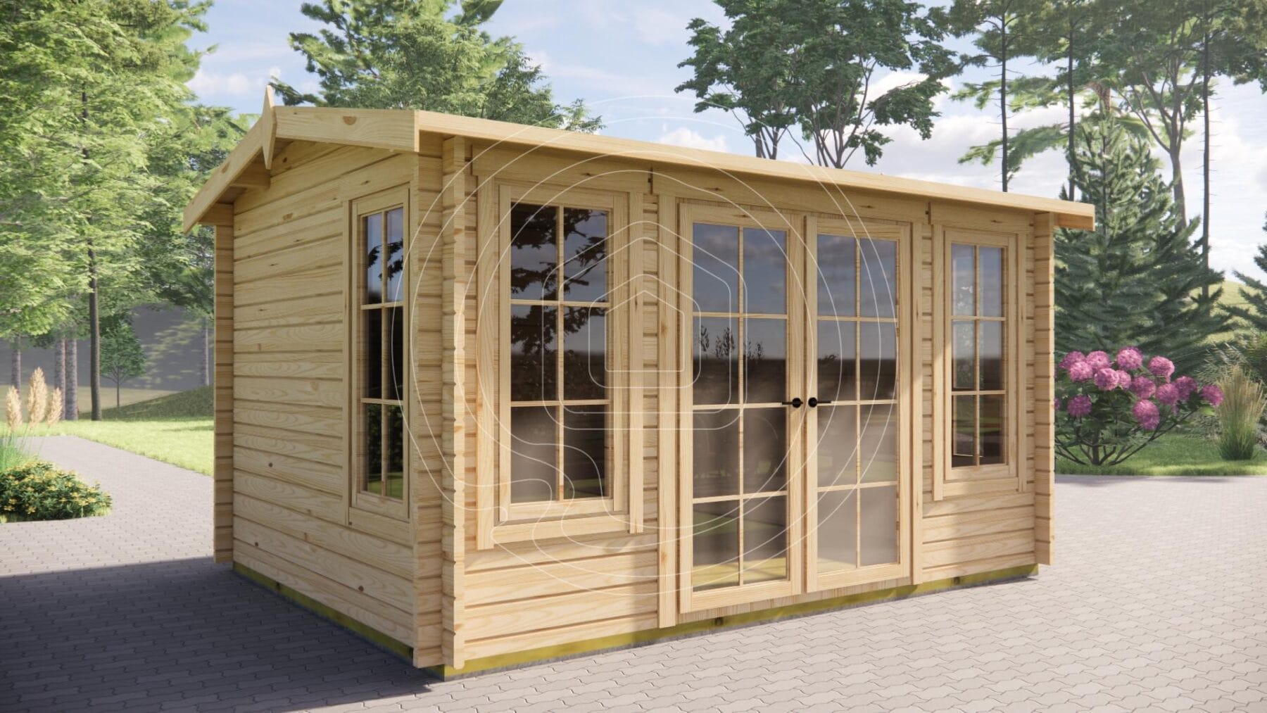 Log cabins for sale Ireland - 4x3m residential timber house with 44mm walls