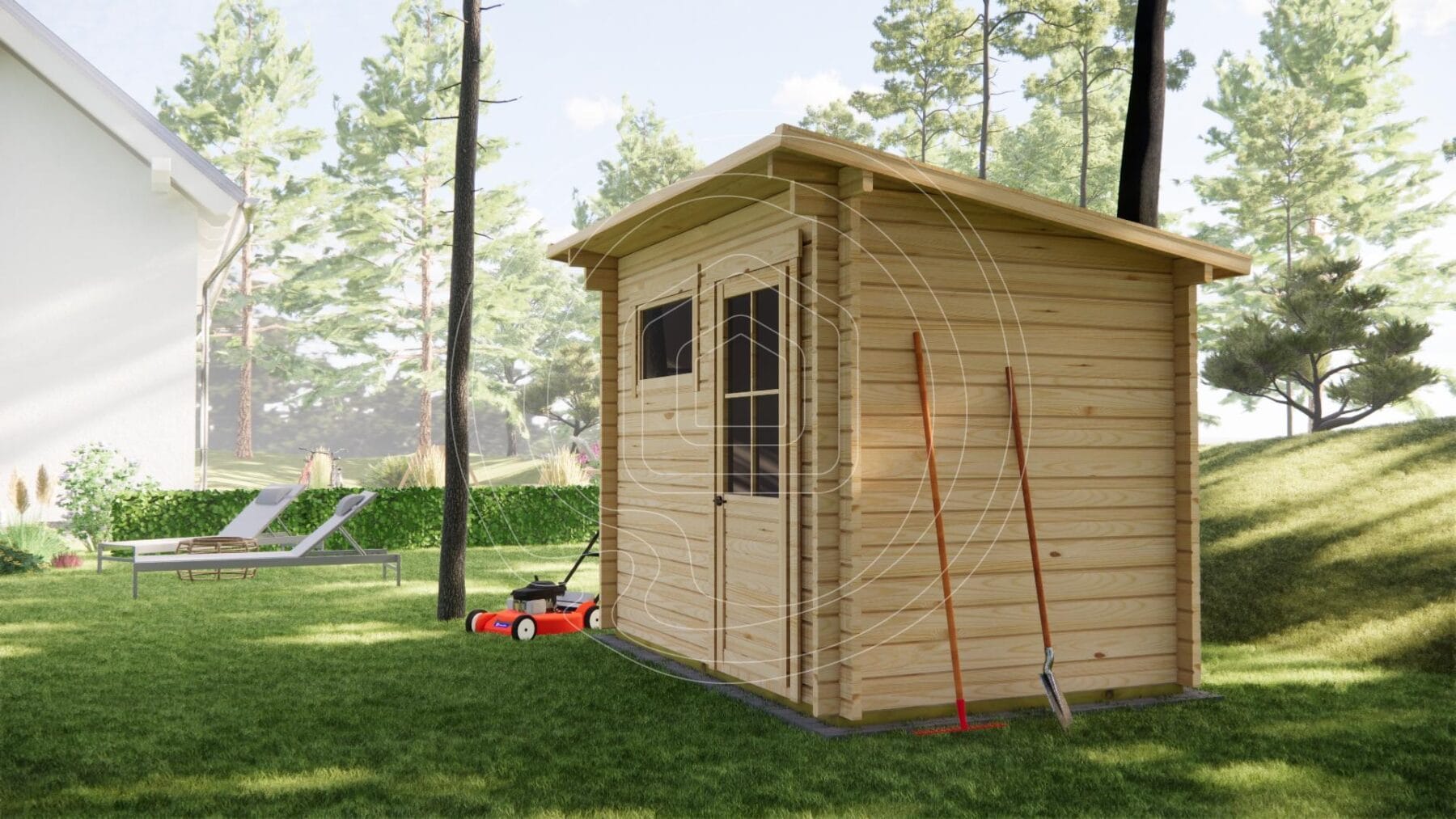 Small log cabins for sale Ireland - 3x2m garden room with 44mm walls