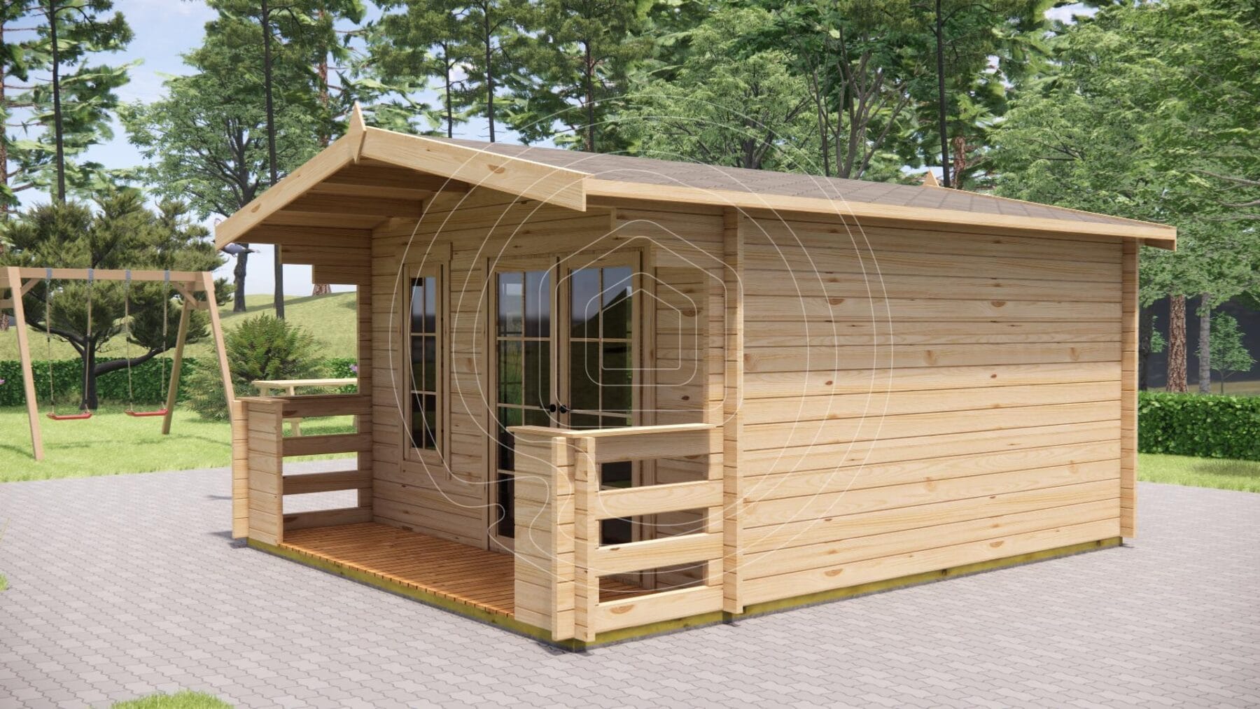 Compact garden office floor plan with dimensions