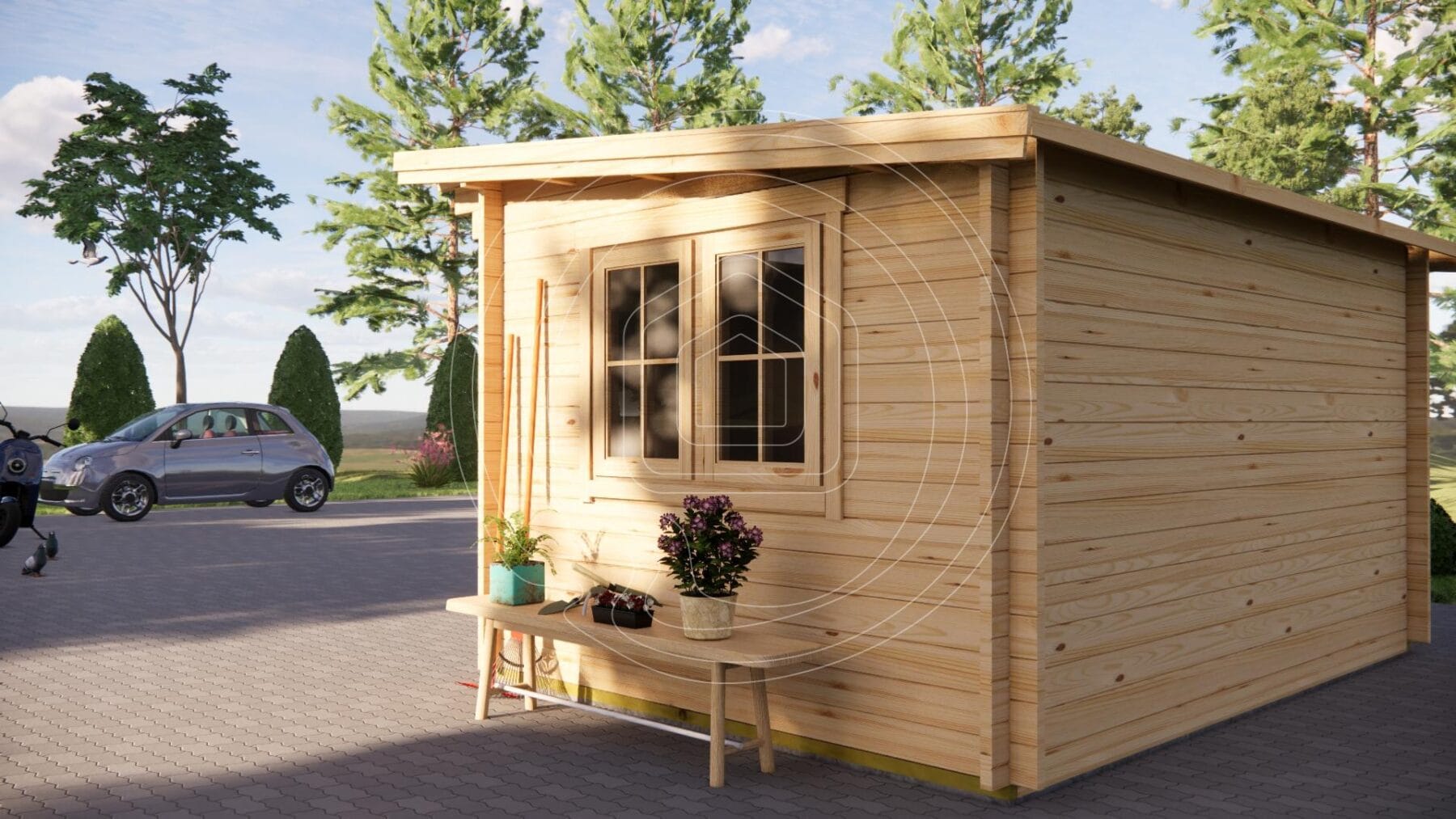 Double glazed window for garden craft room
