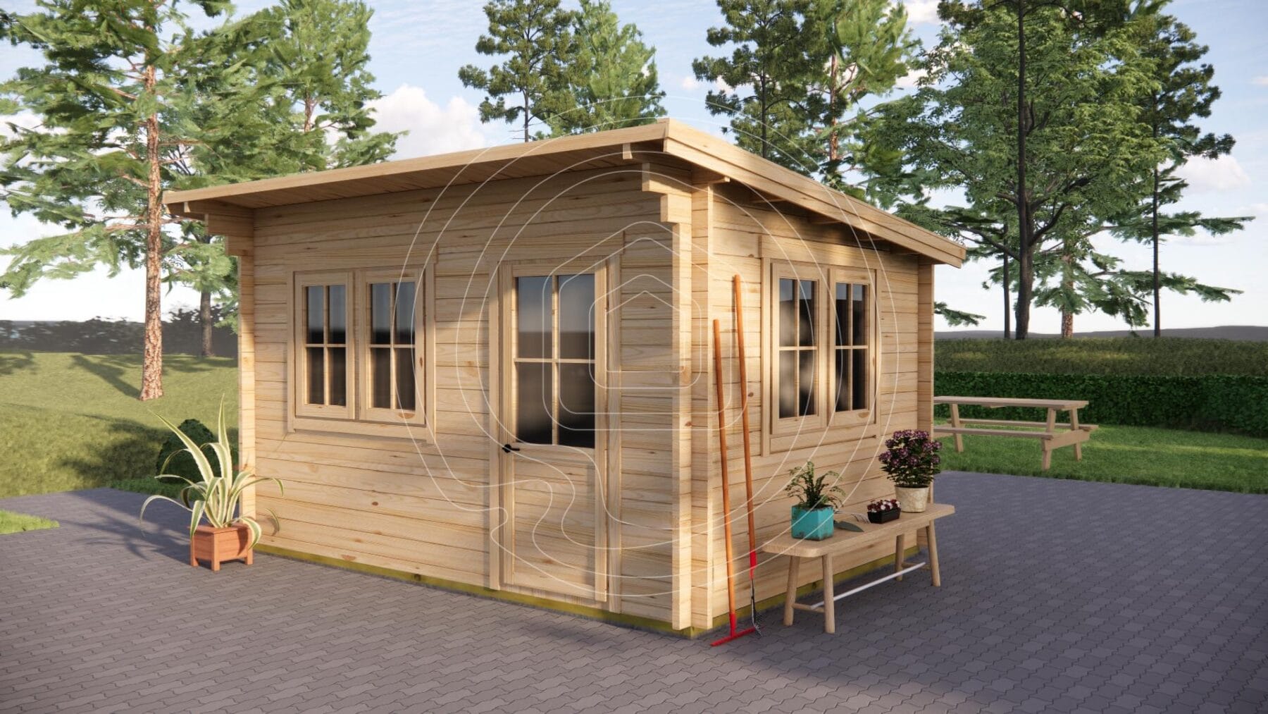 Small workshop log cabin layout plan