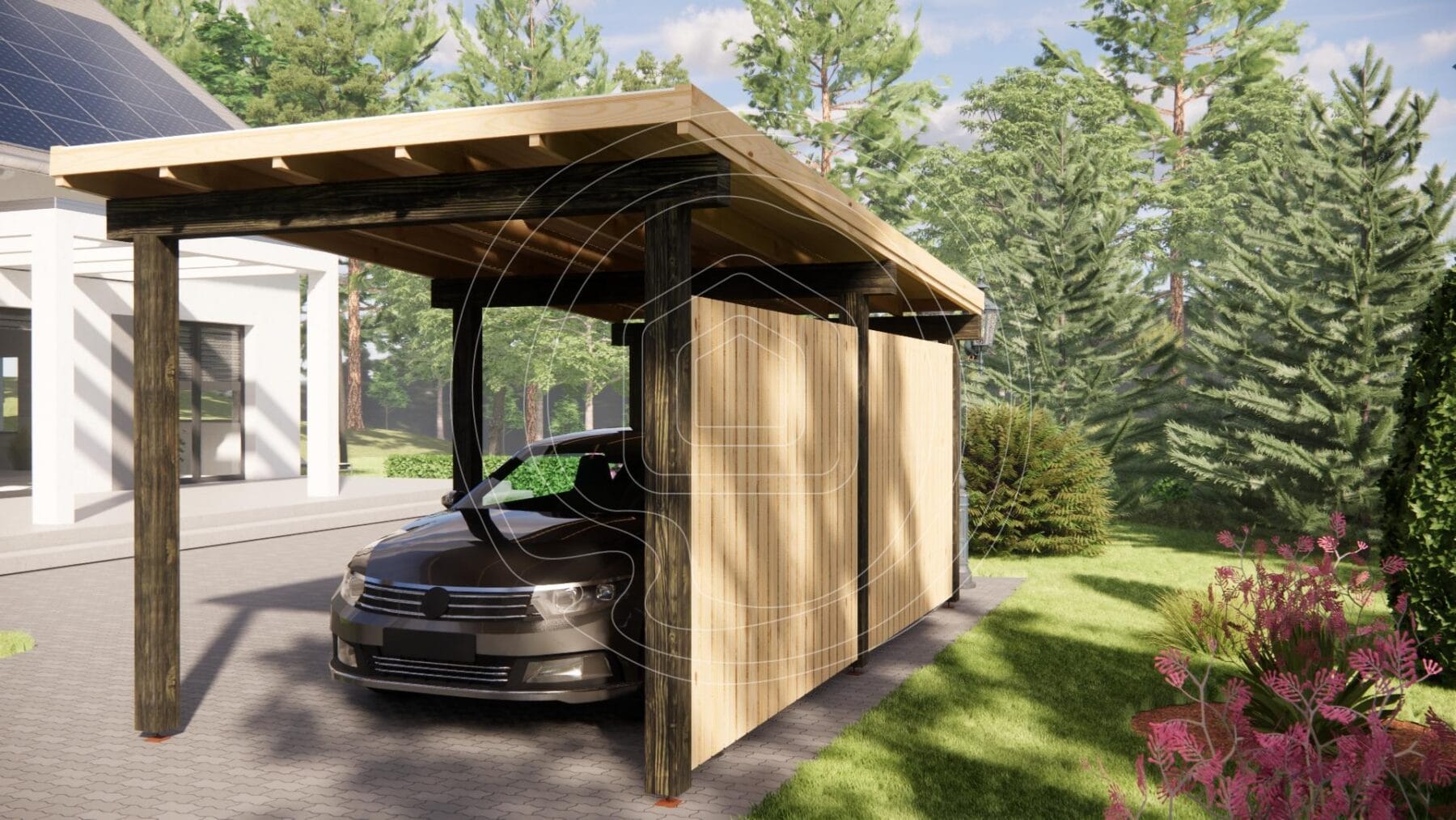 Wall mounted timber carport beam detail