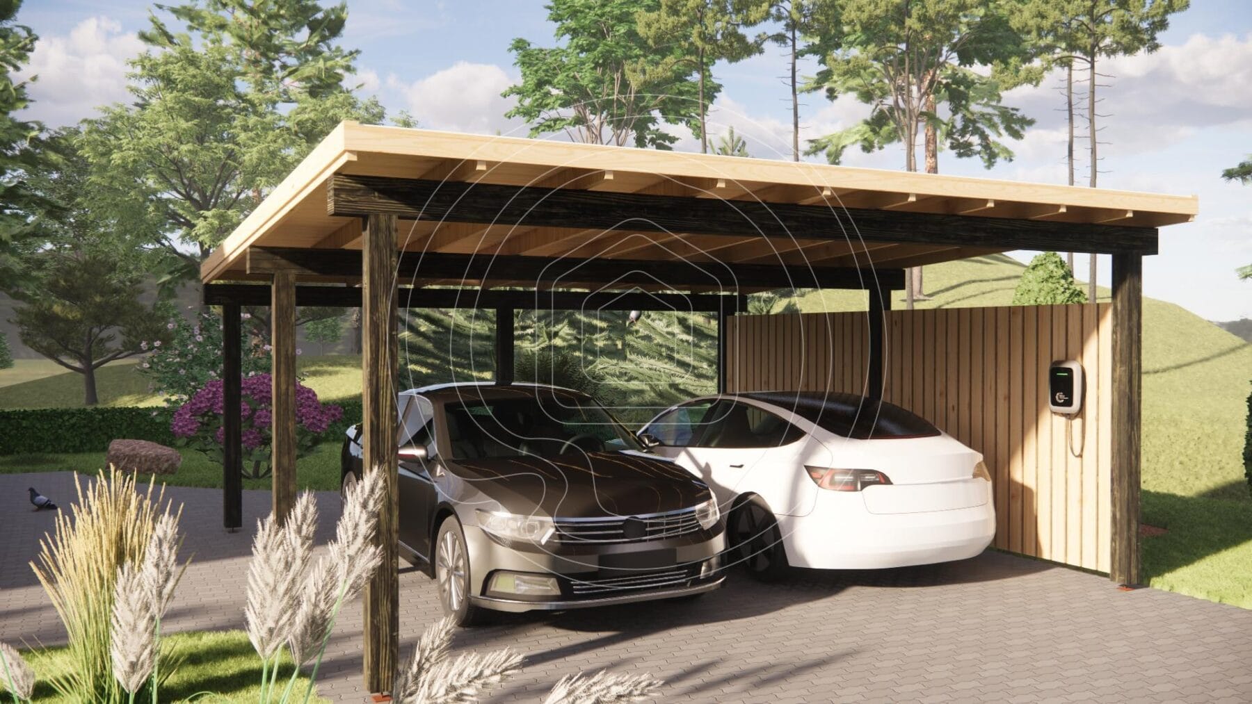 Double carport floor plan and post layout