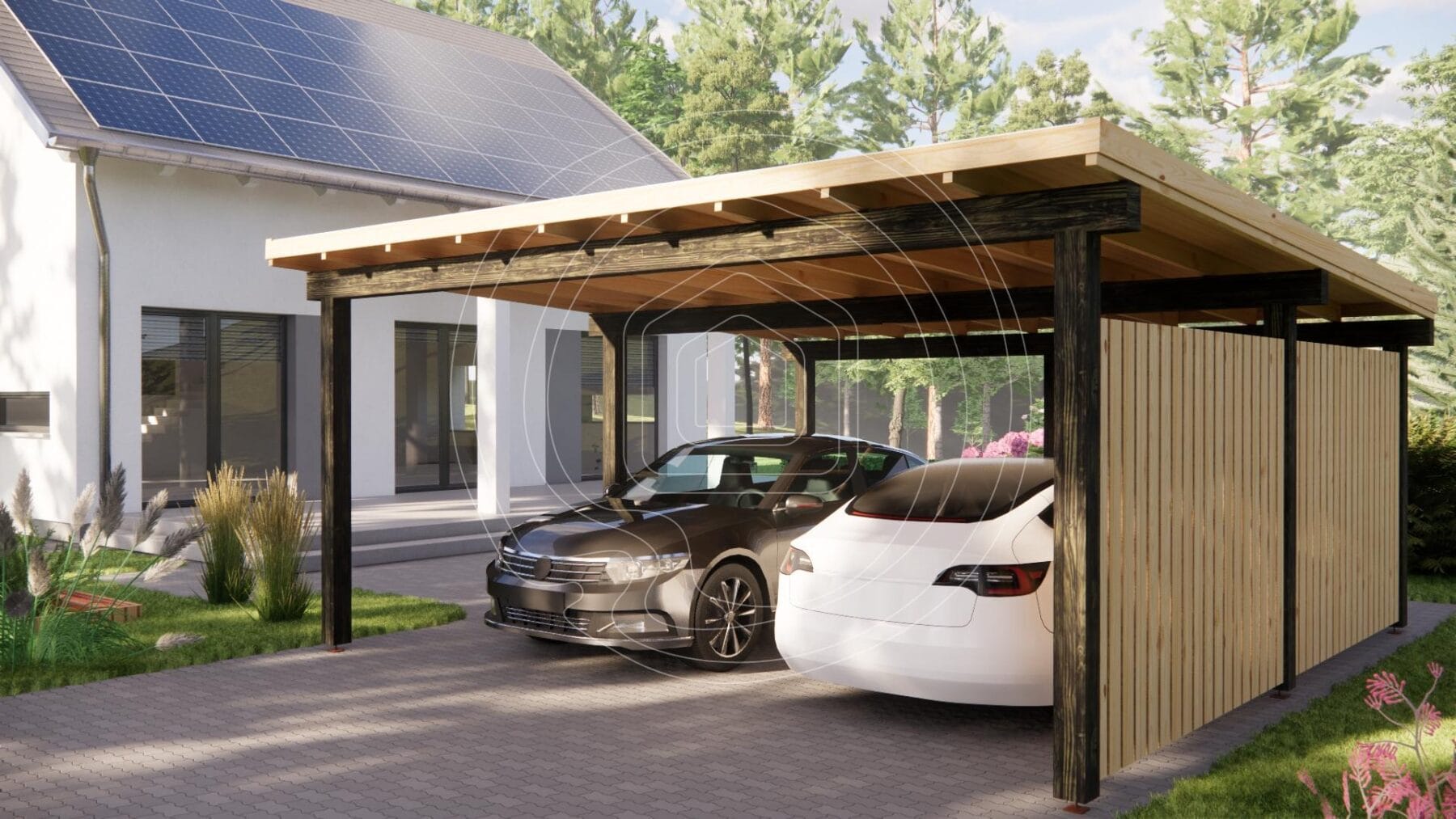 Double timber carport for two cars Ireland