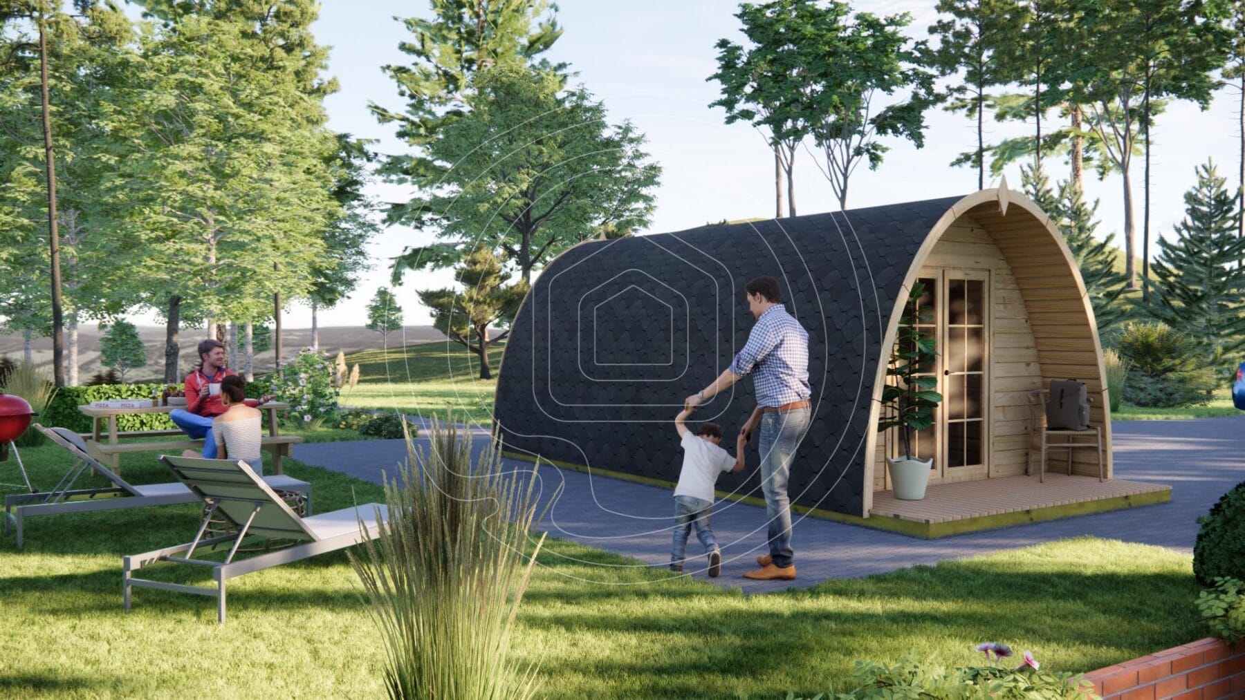 Luxury camping pod with ensuite facilities