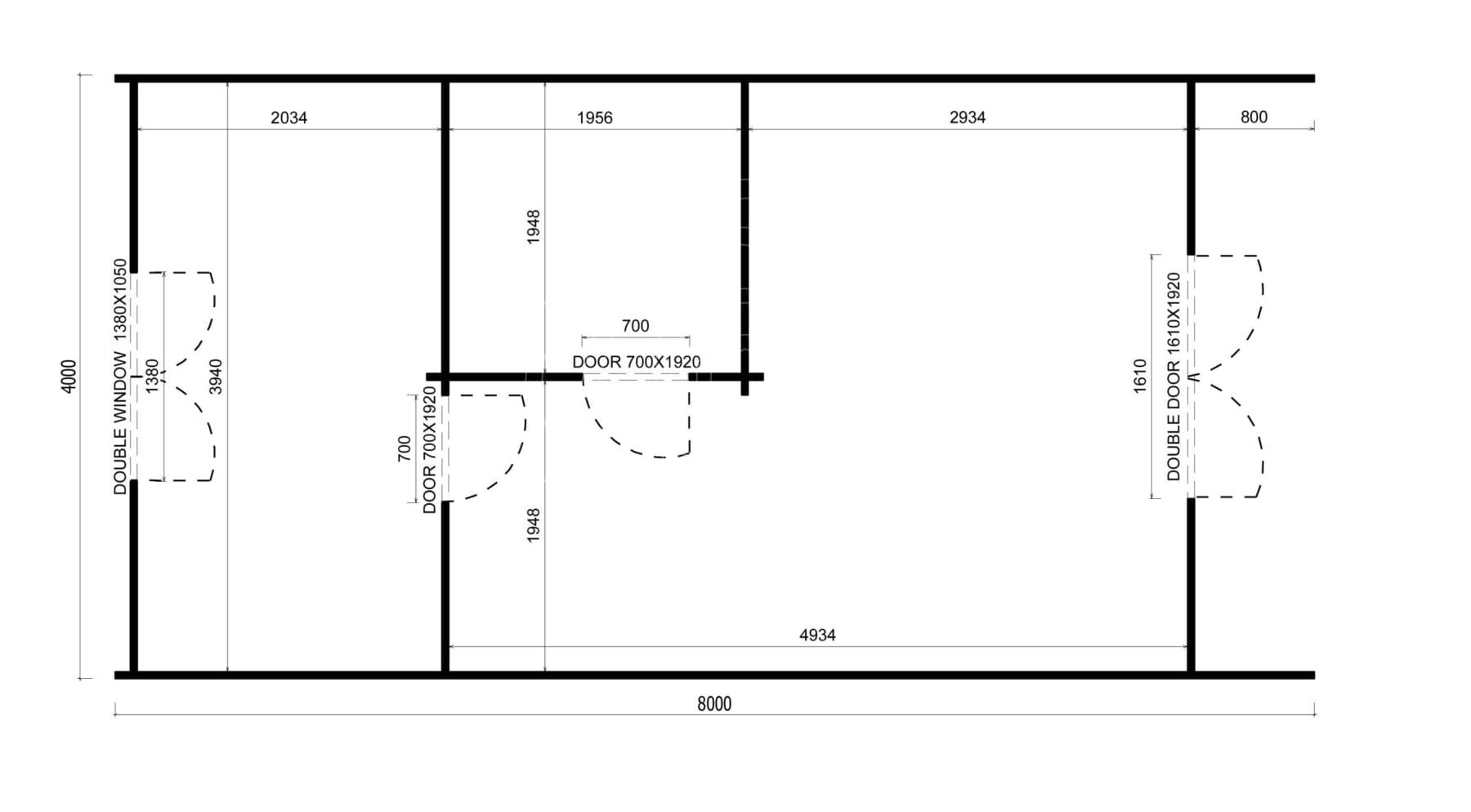 Detailed floor plan for a large grand camping pod