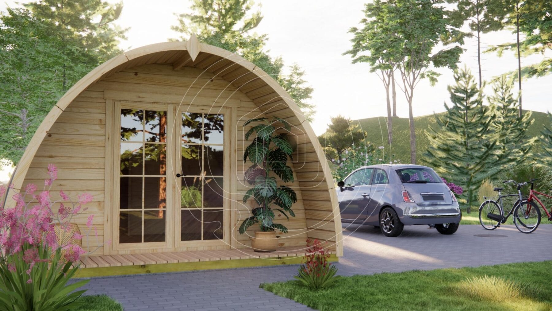 Sustainable outdoor living pod for eco tourism sites