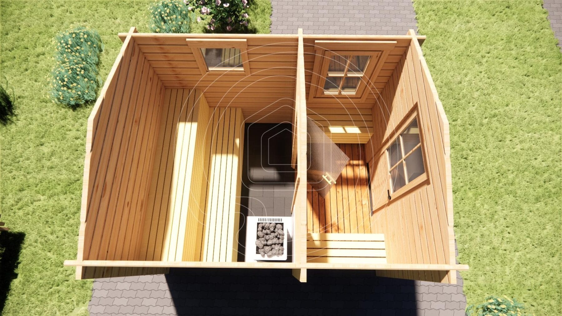 Small garden sauna cabin with double-glazed door Ireland