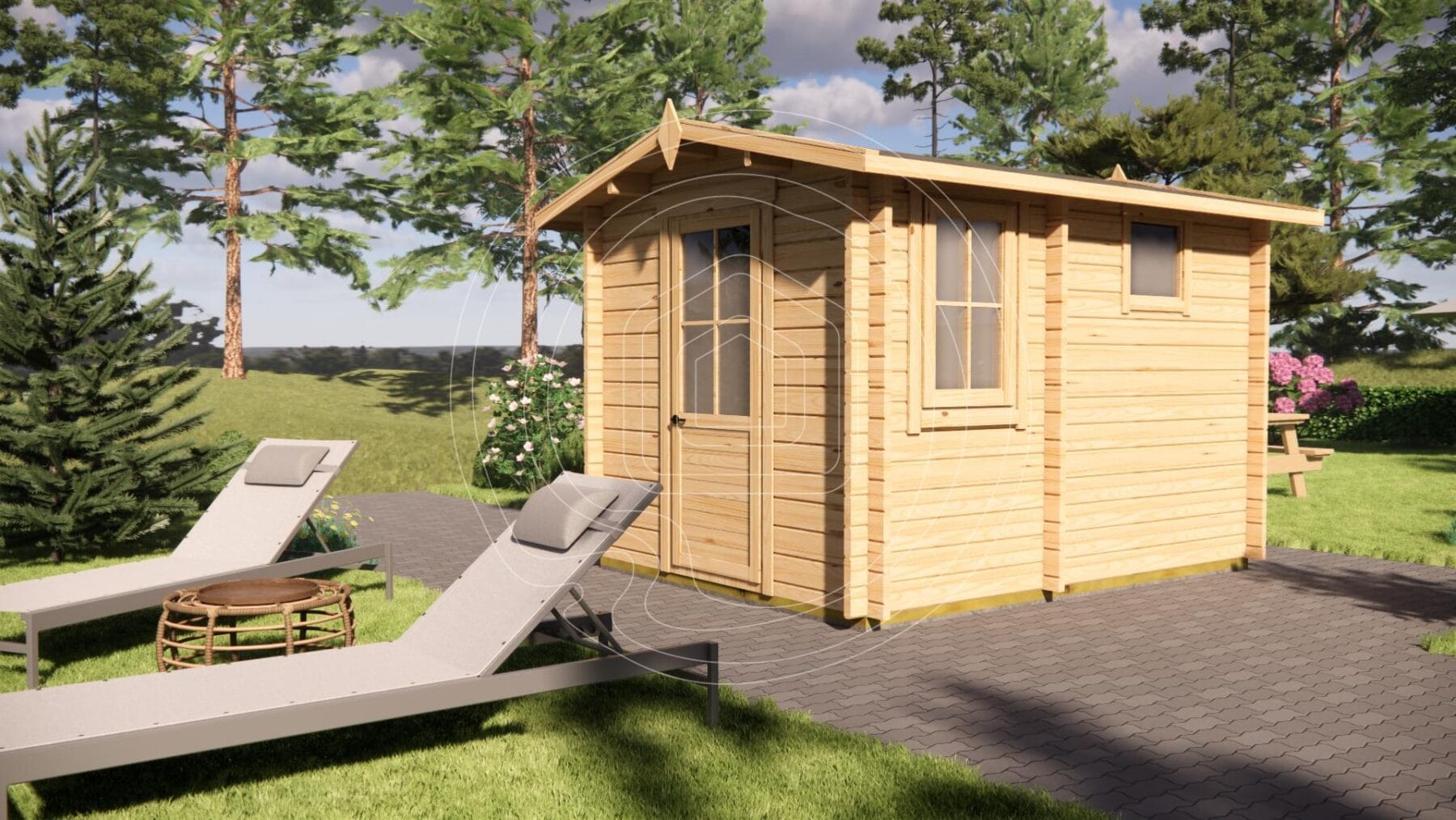 LT-033 8m² compact garden sauna exterior Ireland 2.5x3.2m timber