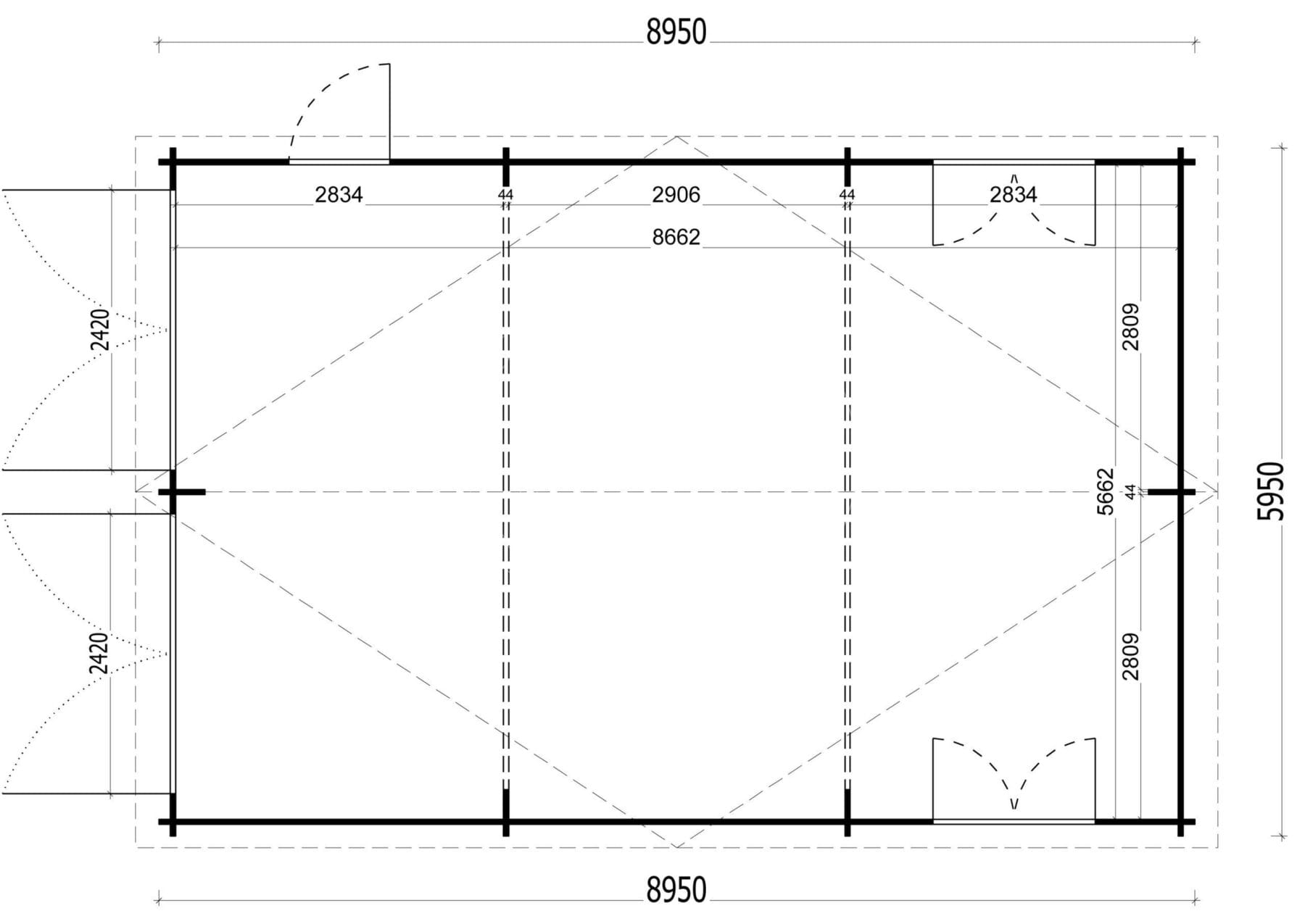 IR-034 | 49m² Timber Log Garage Ireland | Single Garage with Side Door - Image 5