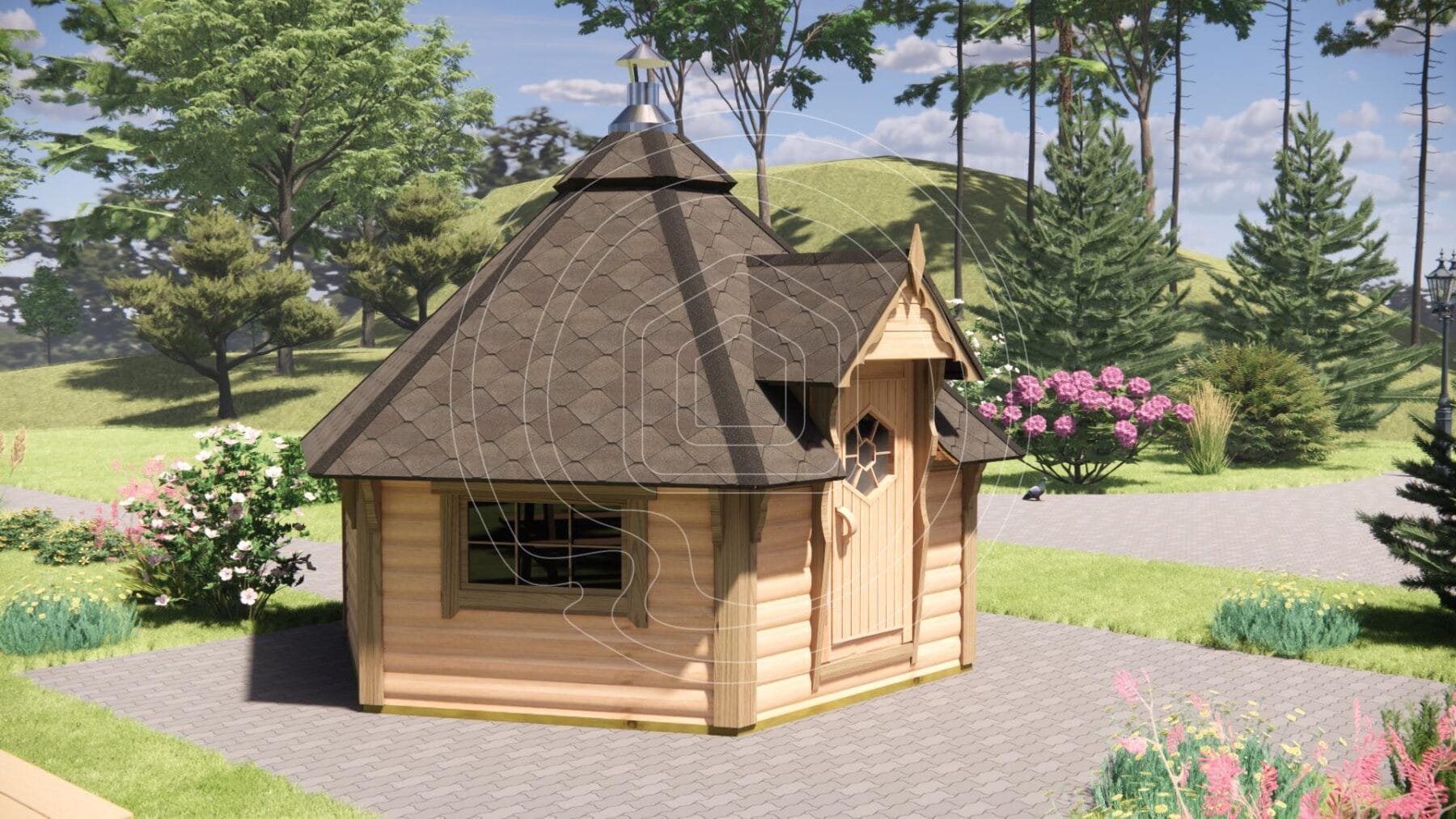 Rustic timber lodge for social gatherings and celebrations