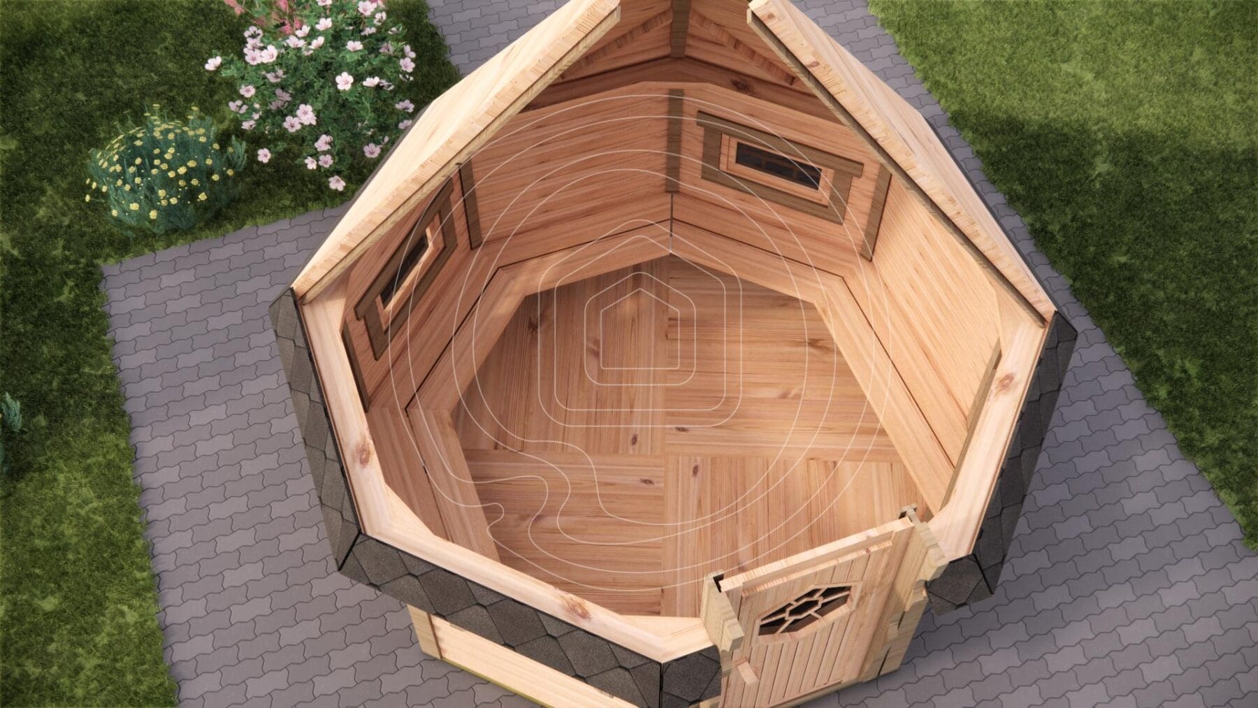 Safe and cozy fire pit cabin for family leisure time