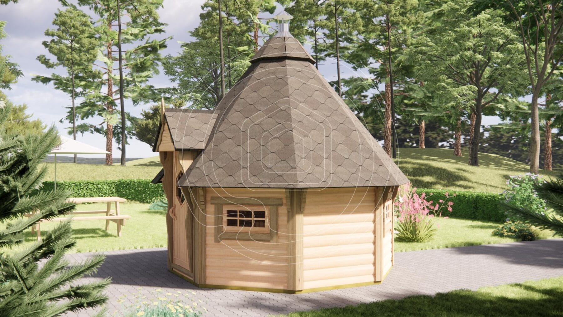 Authentic timber interior for cozy winter BBQ parties